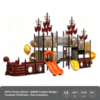Aire de jeux pour enfants, grand toboggan, série bateau pirate, équipement de divertissement extérieur pour enfants