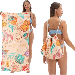 Serviette de plage pliable 2 en 1 convertible avec poche de rangement, serviette de bain de voyage pliable avec <span class=keywords><strong>sac</strong></span> inté<span class=keywords><strong>gr</strong></span>é - Product Image 1