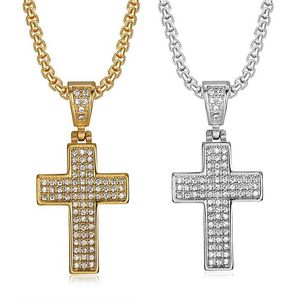 Cross <b>Titanium</b> Steel Necklace Pendant Pave Setting Unisex Party Jewelry - Product Image 1