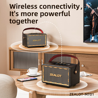 ZEALOT Speaker Portabel MT01 60W, Speaker portabel Retro dengan Input Aux, Port USB, kartu TF untuk rak buku kantor rumah, suara Stereo bertenaga baterai