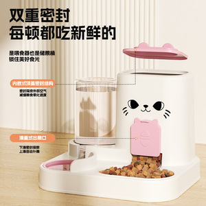 Gamelle automatique pour chat, eau et nourriture tout-en-un, avec compartiment de séparation pour aliments secs et humides - Product Image 4