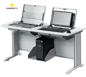 Service de fourniture tout-en-un pour salles informatiques scolaires : Table d'ordinateur pour salle de formation avec moniteur LCD relevable pour un seul élève - Product Image 4