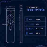 Télécommande TV à commande vocale à code fixe KEYUAN TY-13F avec portée de 20 m et piles AAA