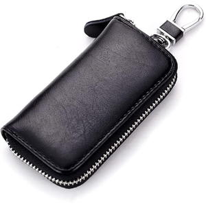 Porte-clés rectangulaire en cuir avec mousqueton, mini-sac durable pour clés et petits objets - Product Image 1