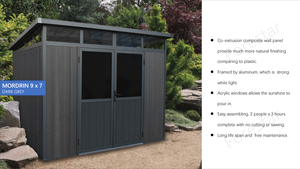 <span class=keywords><strong>Casetta</strong></span> da Giardino Serie M in Vendita, 2.8Mx2.2M 9'x 7', Resistente all'Acqua, Tetto a Spiovente, Pannello WPC + <span class=keywords><strong>Alluminio</strong></span> con Telaio in Legno - Product Image 5