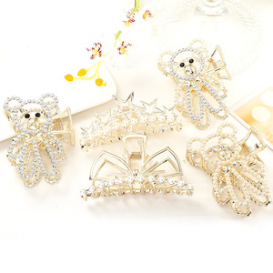 Korean Style Faux Pearl Hair <b>Clip</b> Rhinestone Shark <b>Clip</b> For Women Back Of Head Daily Use High Quality - Product Image 1