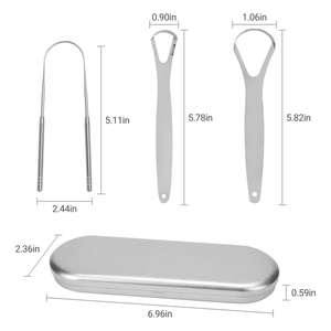 3 grattoirs de langue en acier inoxydable avec étui de voyage, réduisent la mauvaise haleine, nettoyeur de langue en métal pour adultes avec boîte portable - Product Image 5