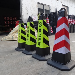 Cône de signalisation routière carré en mousse EVA noire de 720 mm, cônes de barricade routière en PVC haute visibilité, barrière de sécurité réfléchissante - Product Image 2