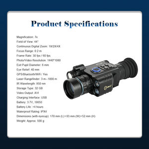 كاميرا أمان رقمية للرؤية الليلية عالية الجودة بشاشة AMOLED عالية الدقة ومقاومة للماء IPX4 مع تكبير 7 أضعاف وواي فاي وقياس المدى بالليزر - Product Image 6