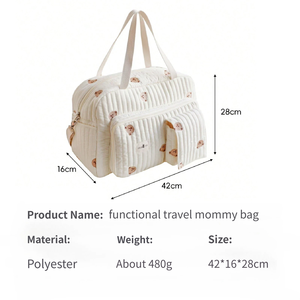 <span class=keywords><strong>Sac</strong></span> à <span class=keywords><strong>langer</strong></span> multifonctionnel de grande capacité, <span class=keywords><strong>sac</strong></span> de voyage matelassé pour maman, <span class=keywords><strong>sac</strong></span> à main avec motif d'ours brodé - Product Image 3