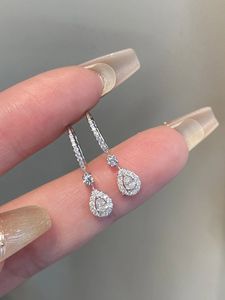 Xinfly 18K Real Gold 0.52CT Water Drop Natural Diamond Earrings Pear Shape Au750 Fashion <b>Hoop</b> Earrings Jewelry - Product Image 5