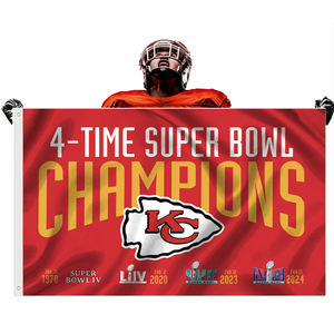 Nuevas banderas personalizadas de fútbol americano de 3X5ft, Bandera de campeones personalizada KC Chiefs 4-TIME para banderas <span class=keywords><strong>NFL</strong></span> <span class=keywords><strong>Super</strong></span> <span class=keywords><strong>Bowl</strong></span> - Product Image 2