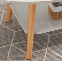 Table basse ovale minimaliste en bois à double couche, style scandinave du milieu du siècle, personnalisée, pour salon