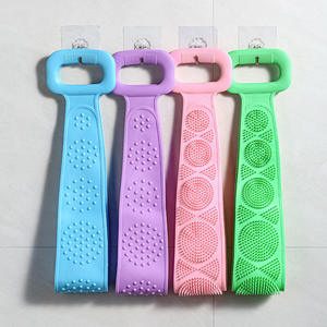 Brosse de bain en silicone naturel, longue bande double face pour le dos, sans douleur, pour hommes et femmes - Product Image 1