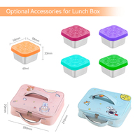 Boîte à lunch bento pour enfants en acier inoxydable 304 à 5 compartiments, kit de contenants alimentaires anti-fuite avec sac pour l'école
