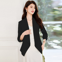 Robe de tailleur professionnelle chic et tendance pour femme, blanche, à manches trois-quarts, légère, grande taille, style déesse, idéale pour l'été.