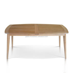 Elegant mid-century teak wood oval <b>dining</b> <b>table</b>, finely sanded with a gym <b>folded</b> design for easy extension - Product Image 2