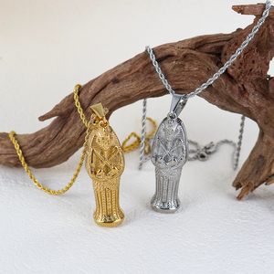 Ingrosso in acciaio inox antico faraone ciondolo catena collana egitto stile uomo ciondolo 18k oro placcato Charms gioielli - Product Image 3