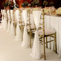 Housses de chaise Muwei classiques en tulle à volants, durables et réutilisables, longues et transparentes, pour la décoration du dossier des chaises lors de mariages, événements et banquets