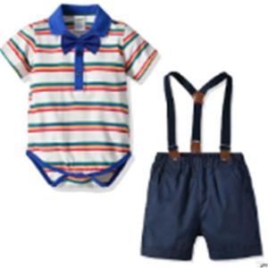 Combinaisons d'été rayées en gros, pyjamas et ensembles en jean pour bébés garçons, provenant d'un fournisseur chinois - Product Image 1