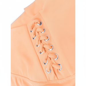 กางเกงกีฬาขาสั้นสีชมพูอ่อน ยืดหยุ่นสูง เอวสูง กระชับรูปร่าง พร้อมริบบิ้น - Product Image 1