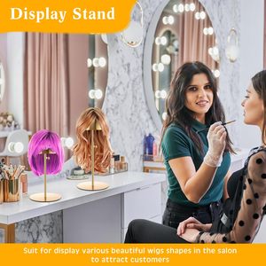 Expositor de Sombreros y Pelucas de Acero Inoxidable Dorado con Altura Ajustable, Antideslizante y Antioxidante - Product Image 4