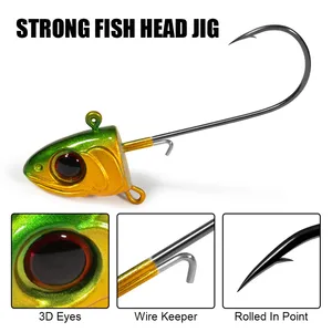 Tête <span class=keywords><strong>de</strong></span> jig Spinpoler Fish Shad avec hameçons barbelés en carbone haute résistance et porte-appât pour la pêche au jig, au bar, à la perche, en mer, en bord <span class=keywords><strong>de</strong></span> mer, depuis un bateau ou depuis la <span class=keywords><strong>rive</strong></span> - Product Image 2