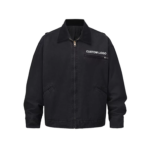 Custom Washed 100% Cotton Loose Fit Canvas <b>Covered</b> <b>Button</b> Work Jacket Turn-Down Collar Distress Vintage Autumn OEM Service - Product Image 1