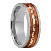 Anneaux noirs martelés en bois de cerf pour homme, tonneau de whisky carbonisé, bande de mariage en tungstène
