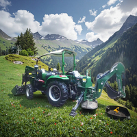 Tracteur compact économique avec chargeur et capacité de rétrocaveuse, rétrocaveuse diesel, mini-tracteur compact 4x4
