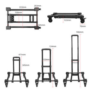 2024 Verstelbare Hoogte Handvat 4 Wielen Hotel Metalen Opvouwbare Bagage Kar Opvouwbare Hand <span class=keywords><strong>Trolley</strong></span> - Product Image 2