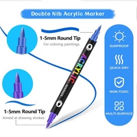 Marqueur artistique multi-couleurs non toxique à double pointe, double couleur, stylo acrylique pastel, imperméable, pour peinture manuelle et graffiti DIY – Grande Vente