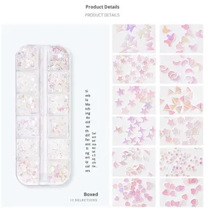 Móng tay nghệ thuật nhựa giấy mảnh 3D hợp thời trang mới <span class=keywords><strong>Ice</strong></span> <span class=keywords><strong>Cube</strong></span> kẹo long lanh óng ánh trái tim ngôi sao móng tay trang trí dán - Product Image 2