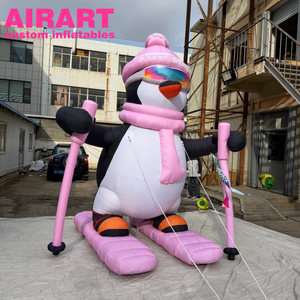Mascotte gonflable de dessin animé personnalisée pour station de <span class=keywords><strong>ski</strong></span>, pingouin gonflable - Product Image 2
