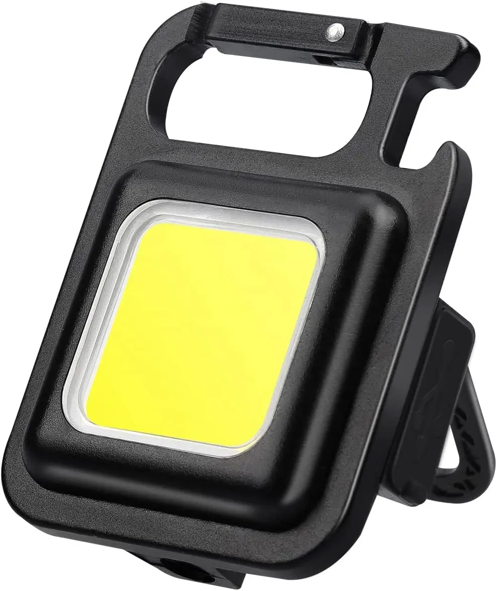 Mini Keychain Flashlights, 800 Lumens 4 Light Modes Rechargeable Pocket Light with Folding Bracket Magnet and Bottle Opener