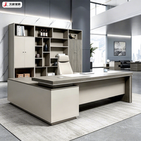 Bureau de direction en forme de L de luxe moderne JIUSHUN, table de travail pour PDG et cadres supérieurs