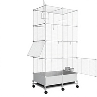 Grande cage à oiseaux rectangulaire spacieuse en acier forgé de 69 pouces avec hamac, mangeoire et roues pour usage intérieur/extérieur - Blanc (29.2x14.6x69)