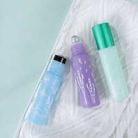Flacon roll-on 10 ml en verre mat coloré imprimé macaron, recharge de parfum, flacon d'huile essentielle pour massage