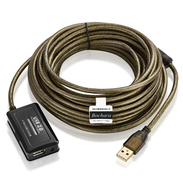 Bochara 4Ports USB 2.0 HUB Extension Cable Male to Female Foil+Braided Shielded Built-in IC Chipset Dual Shielded 5M 10M