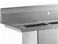 Évier de cuisine commercial en acier inoxydable SS304 à trois compartiments, évier utilitaire de préparation pour restaurant, autoportant, robuste