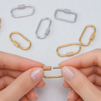 Fermoirs à vis oblongs écologiques en acier inoxydable plaqué or 18 carats PVD pour colliers, bracelets, breloques de sac, accessoires de bijoux étanches