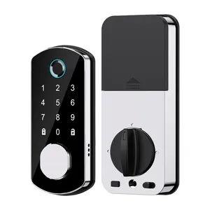 Tuya WIFI App High Security Fully Automatic Smart Lock Biometric Fingerprint Automatic Smart Door Lock Phone Black Basic Cloud