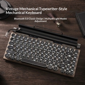 En stock – Clavier mécanique rétro Bluetooth 5.0 double mode avec touches rondes, style machine à écrire, combo clavier-souris, interrupteurs bleus – Vente en gros - Product Image 3