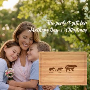 Tabla de Cortar de Bambú Personalizada con Nombres de Niños - Regalo Personalizado para Mamá, Hija, Hijo - Navidad y Día de la Madre - Product Image 2