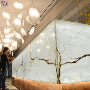 Mostrador de Recepción Moderno Personalizado con Luz LED para Hotel, Centro Comercial u Hospital, con Mármol Corian, Diseño de 5 Estrellas - Product Image 4