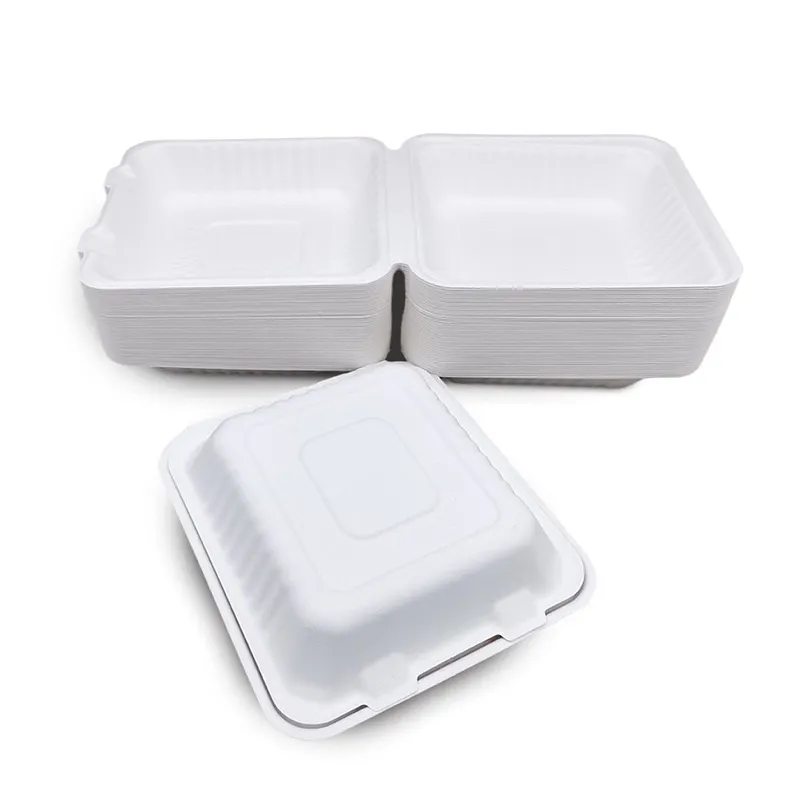 Compostable thức ăn nhanh để đi hộp, vỏ sò bã mía sinh thái bao bì thực phẩm container đưa ra container thực phẩm