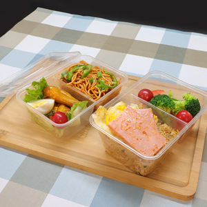 Disposable Double Compartment Food Containers With Lid Microwave Safe Takeout Packaging Box Rectangular Thickened Food Grade - Product Image 2