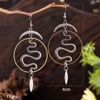 Boucles d'oreilles pendantes pour femme en alliage, style Gothique Punk, motif Œil du Diable, plaqué argent antique, pierre naturelle, croix longue, tendance transfrontalière