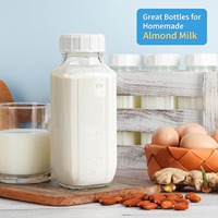 Bouteille de lait en verre carrée de 500 ml avec graduations et couvercle anti-fuite, pour jus, miel et stockage