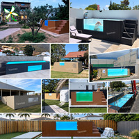 Piscine hors sol en fibre de verre avec jacuzzi extérieur, escalier d'accès latéral large et moderne, pour hôtel boutique, en conteneur